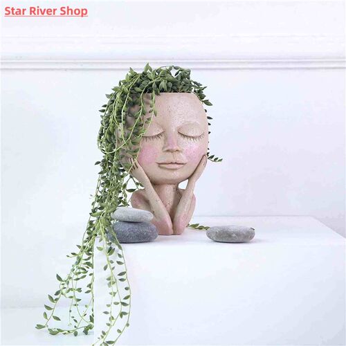 Flower Pot Character Human Face Vase Resin Succulent Plant