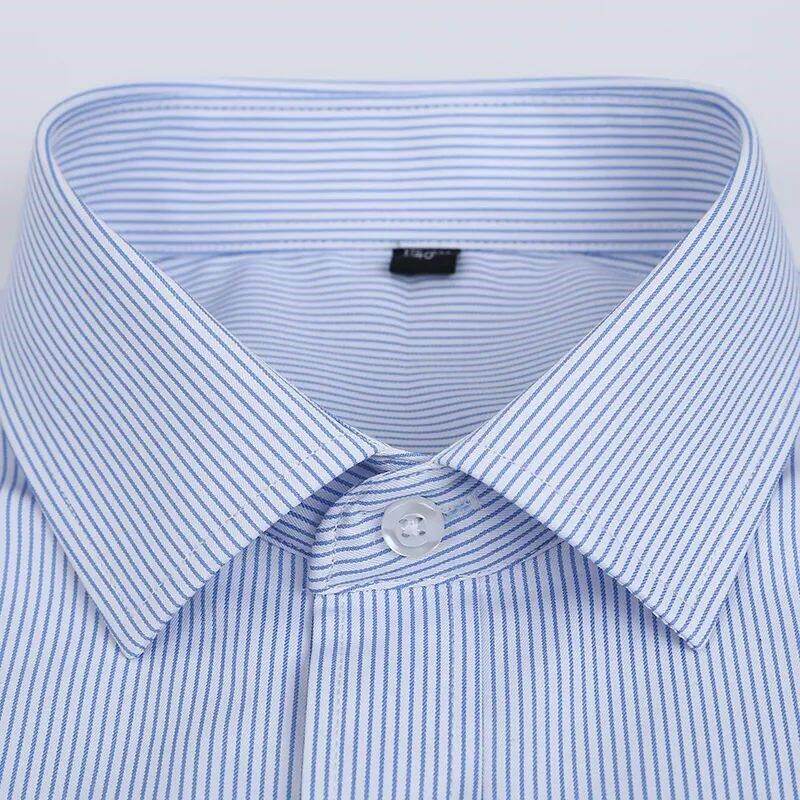 Summer S~8xl mens striped short sleeve dress shirt square c图片