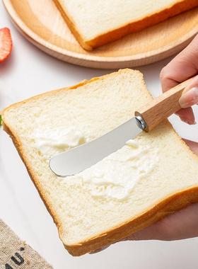 不锈钢牛油刀西餐餐具面包果酱刀木质长柄黄油抹刀裱花刀奶油刮刀
