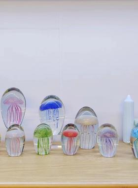 创意手工制品玻璃夜光水母夜光球摆件小礼品艺术家系列水晶摆件