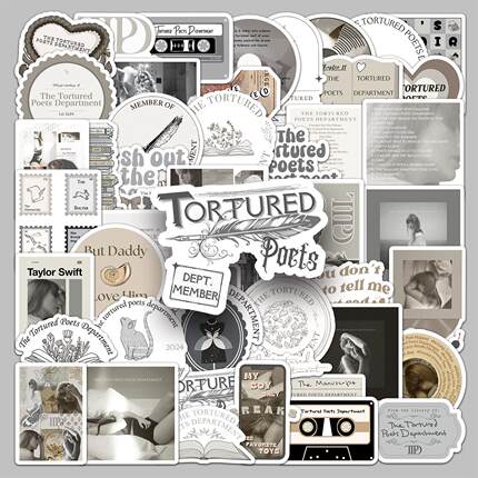 50张泰勒专辑TTPD贴纸Taylor歌手霉霉明星周边手机防水可滴胶贴纸