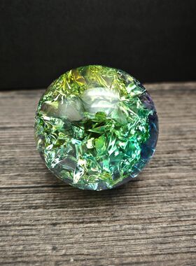 家居装饰玻璃球摆件茶盘摆件炫彩冰花球鱼缸假山流水幻彩冰裂球