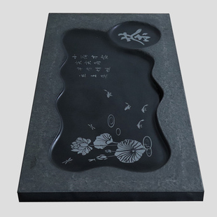 乌金石嵌入式茶盘整块天然茶海家用一体原石长方形泡茶盘茶桌石盘