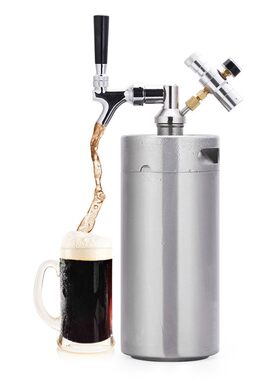 5L不锈钢啤酒桶迷你小桶打酒器精酿啤酒二发容器吧台桌面打酒系统