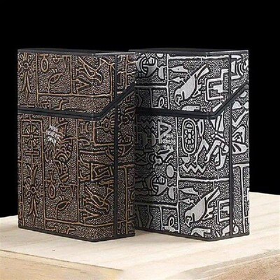 Vintage Egyptian Pattern Coarse Cigarette Case Push To Open