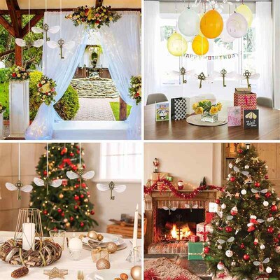 Vintage Skeleton Keys Flying Key Charms with Dragonfly Wings