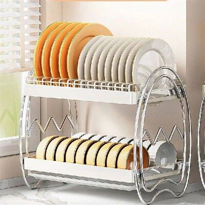 Kitchen Sink Dish Drainer 2 Tiers Storage Rack Storage