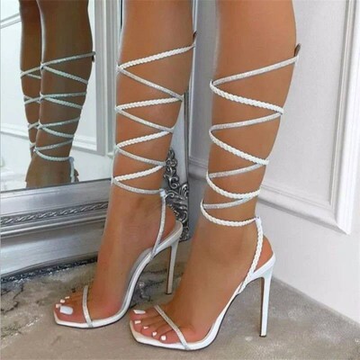 2024 Summer Woman Shoes High Heels Sexy Leather Gladiator Sa