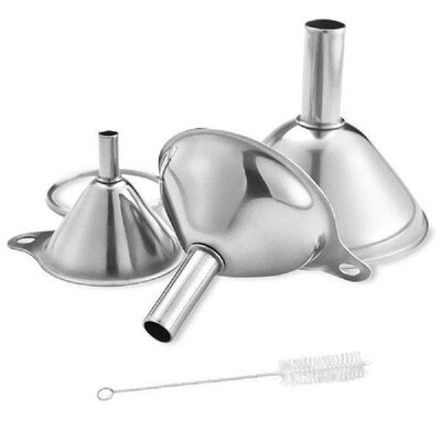3 Piece Stainless Steel Funnels Set Funnel Oil Spill Wine