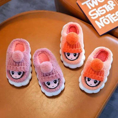 2023 New Winter Baby Girls Antiskid Cotton Slippers Children