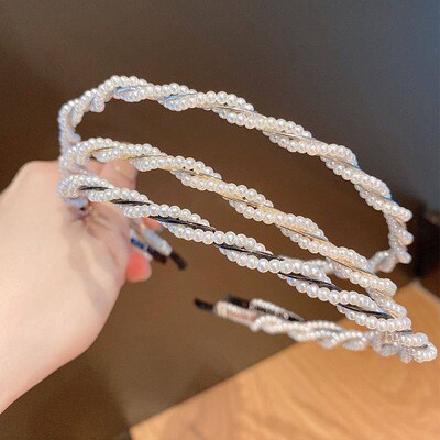 2022 Hairbands New Luxury Big Pearl Bezel Women Girls Bow Su