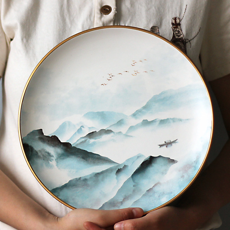 中式装饰盘子摆件陶瓷挂盘墙饰摆盘瓷盘客厅圆盘创意赏盘工艺坐盘,家居饰品,装饰坐盘/挂盘,淘宝优惠券,粉丝福利购,淘宝优惠卷