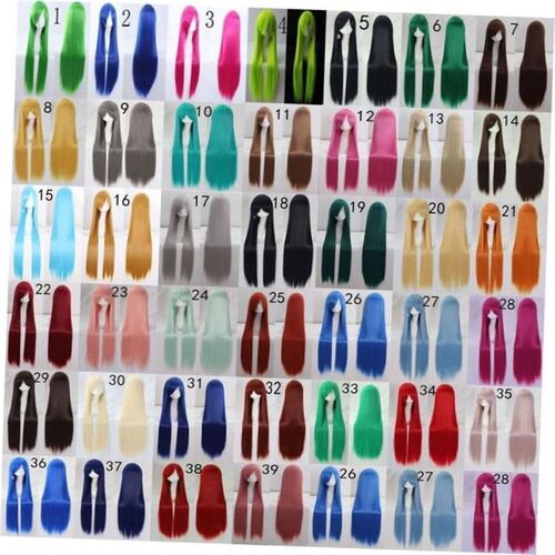 wig cosplay fashion women long Straight hair Red black blue