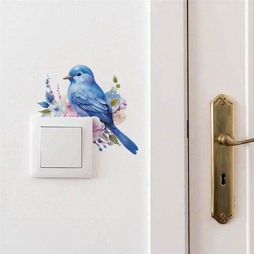 1PC Cartoon Bird Green Plant Flower Switch Paste Home Backgr