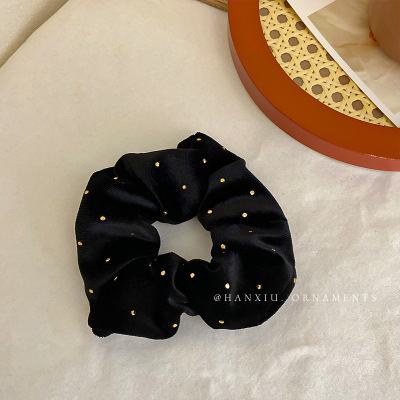 retro star dot black velvet large intestine hair ring Korean