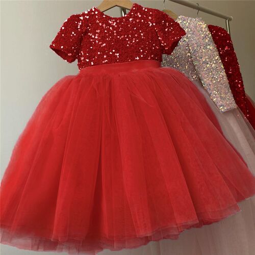 3-8 Year Girls Princess Dress Sequin Lace Tulle Wedding Part