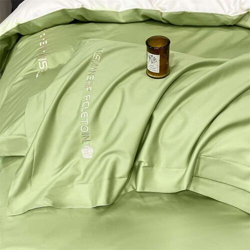 Nordic imitatoon washed silk four-piece solid color embroide