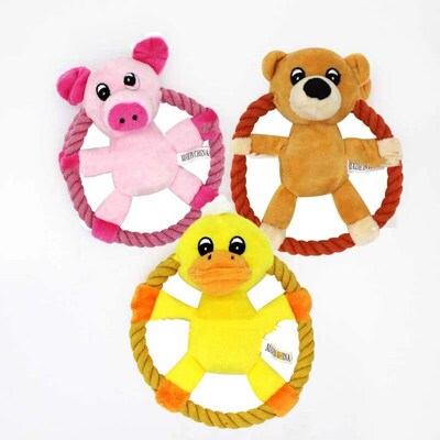 Cotton Rope Pets Dog Throw Toys Cartoon Duck Pig Shaped Smal