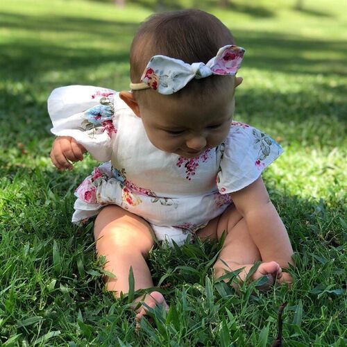 Cotton Baby Girl Clothes Costumes Floral Print Headband Bout