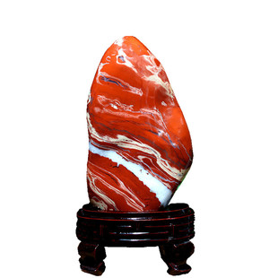 天然奇石玉石鸡血石原石南非红碧玉客厅办公室靠山石红色石头摆件