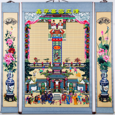 供奉老祖宗家谱挂画布料卷轴老式过年家堂轴子族谱宗谱图仿古祖先