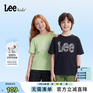 lee kids儿童T恤夏季新款纯棉透气亲肤中大童男女童宽松短袖上衣