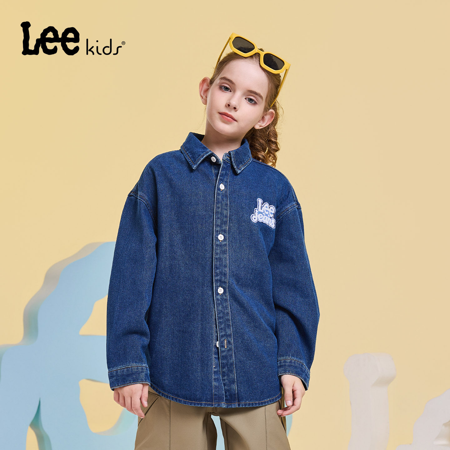 Leekids复古水洗牛仔衬衫