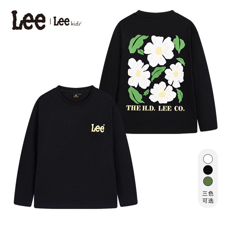 Lee kids儿童长袖T恤春秋时尚百搭宽松休闲运动透气男童女童上衣
