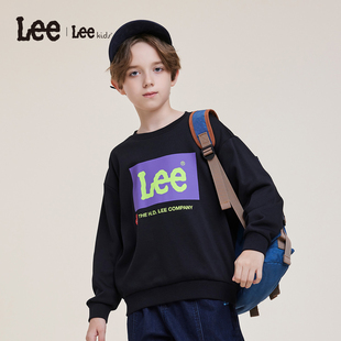 Lee kids儿童圆领套头卫衣男童女童秋冬新款印花运动休闲长袖上衣