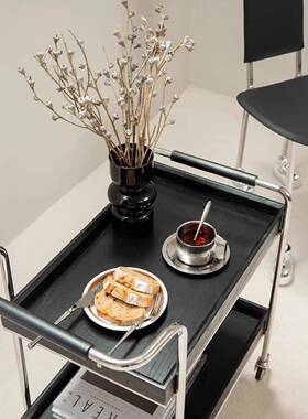 Mins风推车实木边几置物架沙发小茶029不几锈钢餐车中古包豪可&移