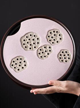 变圆形茶盘家用客小厅型功夫干窑茶23JS0323泡台盘托盘陶瓷茶具储