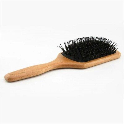 ABJT-Boar Bristle Hair Brush Beech Wooden Design Comb