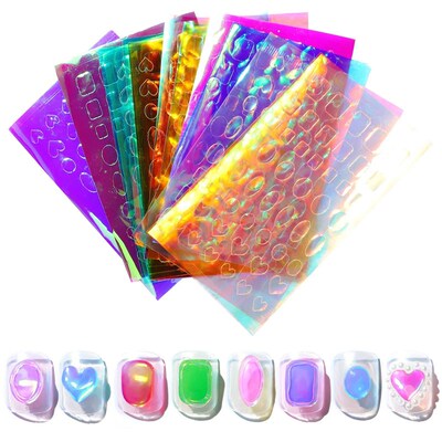 11 Sheets of Aurora Ice Glass ers for Nail Art, Large Hologr