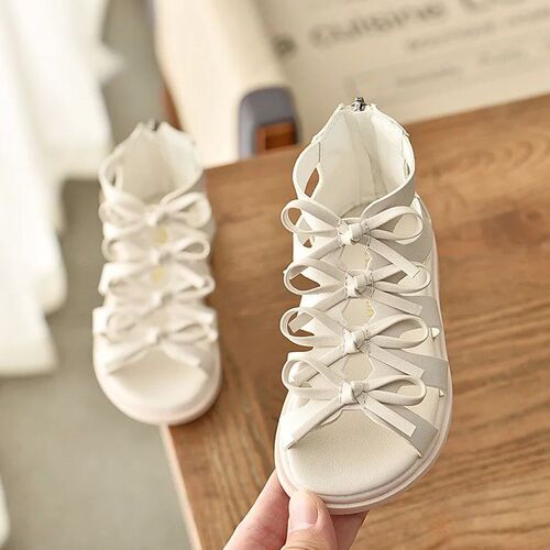 Girls Sandals Gladiator Flowers Sweet Soft Childrens Beach