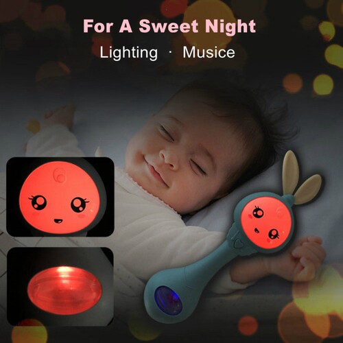 Baby Music Flashing Rattle Toys Rabbit Teether Hand Bells Mo