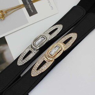Thin Bel Womens Buckle Rhinestone Decorative Seal Bow Waist