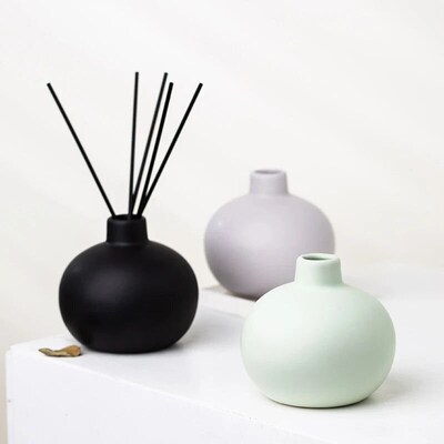 Mini Round Ball Vase Colorful Ceramic Circular Mouth Flower