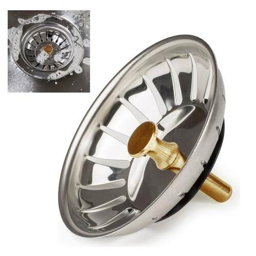 Stainless Steel Kitchen Sink Strainer Stopper Waste Plug Sin