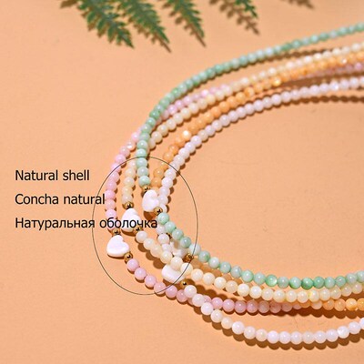 Mother of Pearl Beads Heart Choker Fashion Dyed Natural Shel