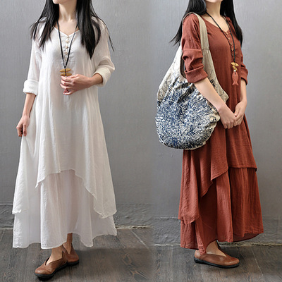 new Summer Women Boho Vintage Kaftan Loose Gypsy Maxi Dress