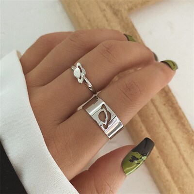 LATS Silver Color Punk Spaceship Planet Rings for Women Men