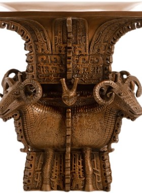 铜德堂 紫铜四羊方尊鼎摆件仿古青铜器办公室客厅中式装饰礼品