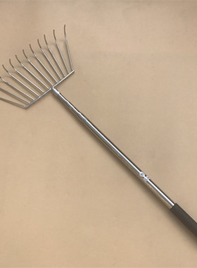 不锈钢齿大耙子 1.5米2mmm伸缩杆定位抄网竿 8mm接口铆钉加固