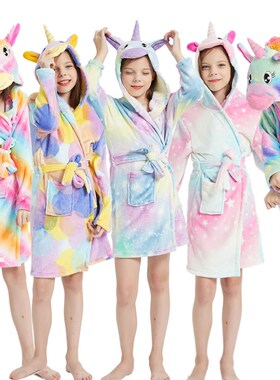 2021 Kids Unicorn Bath Robes Winter Childrens Bathrobe Kigu