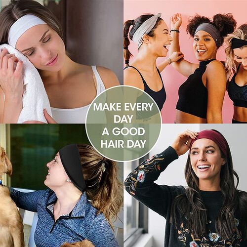 Women Solid Color Elastic Hair Bands Yoga Headband Turban Ma