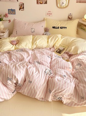 卡通kt猫被单件非纯全罩单人学生宿舍1x200x230单独被单