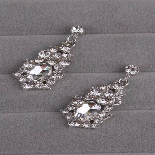 3 Pcs/Set Women Lady Necklace + Earrings Crystal Wedding Par