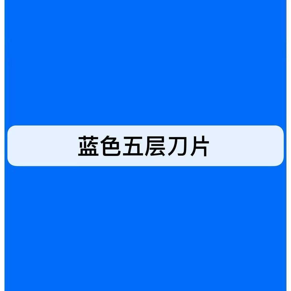 蓝色5层手动刮胡刀五层剃须刀片手动刀柄