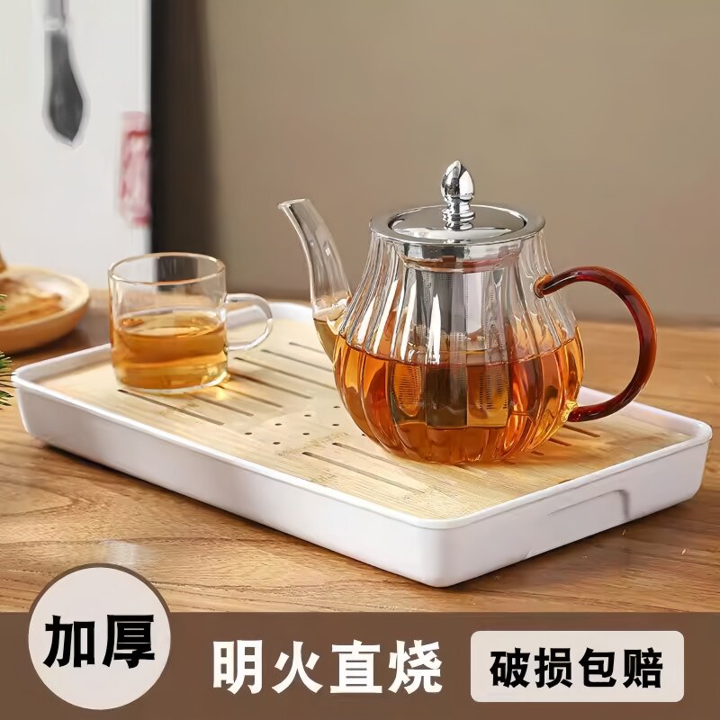 玻璃茶壶加厚耐高温防爆家用办公过滤泡茶壶可明火黑晶炉加热煮茶