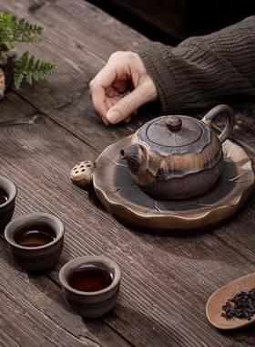 铁日式鎏金釉荷手香正把壶陶瓷功夫茶壶单壶CB202131执泡壶普洱茶